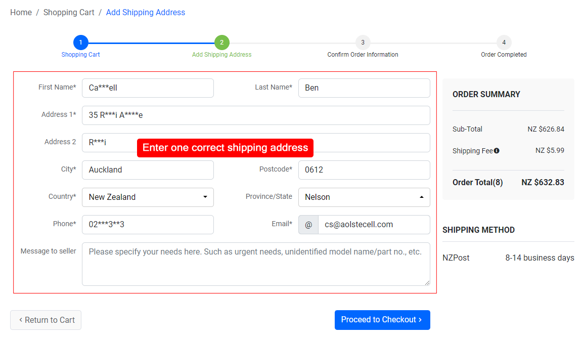 Add shipping address